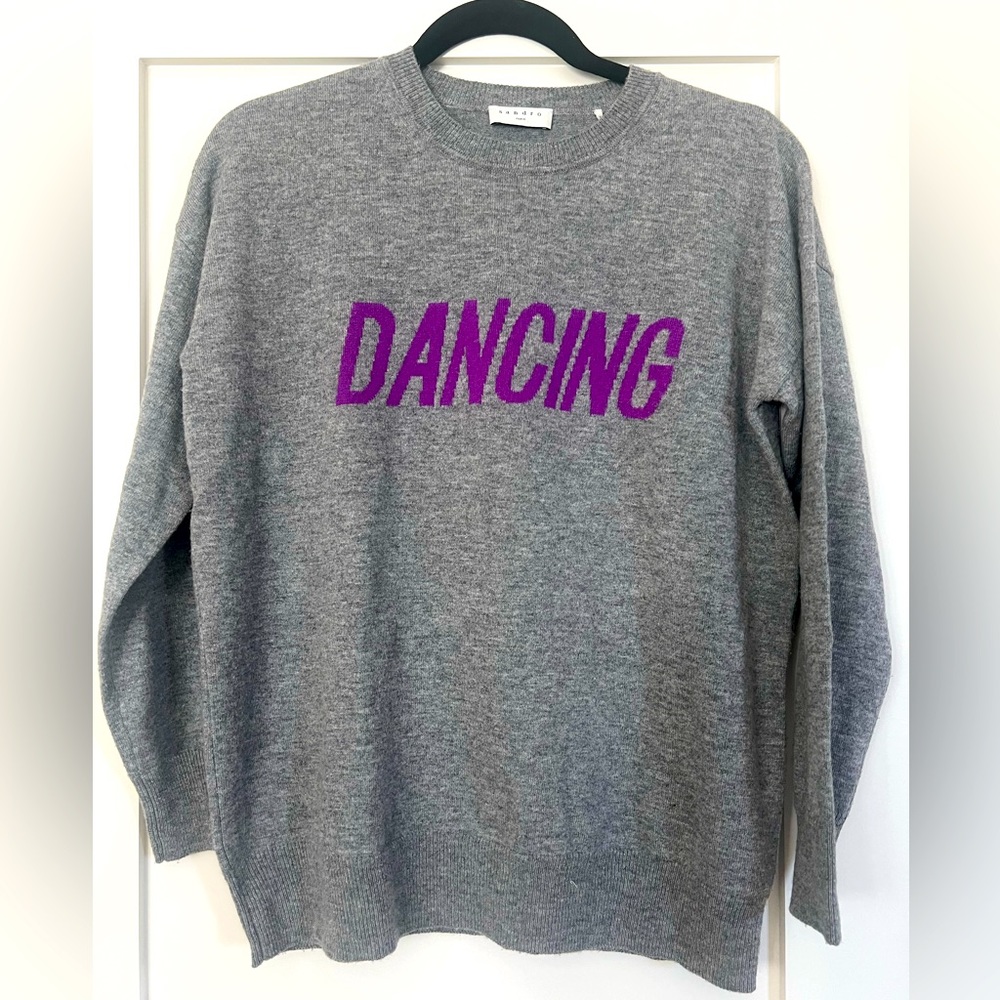 SANDRO DANCING CASHMERE-BLEND SWEATER IN GREY